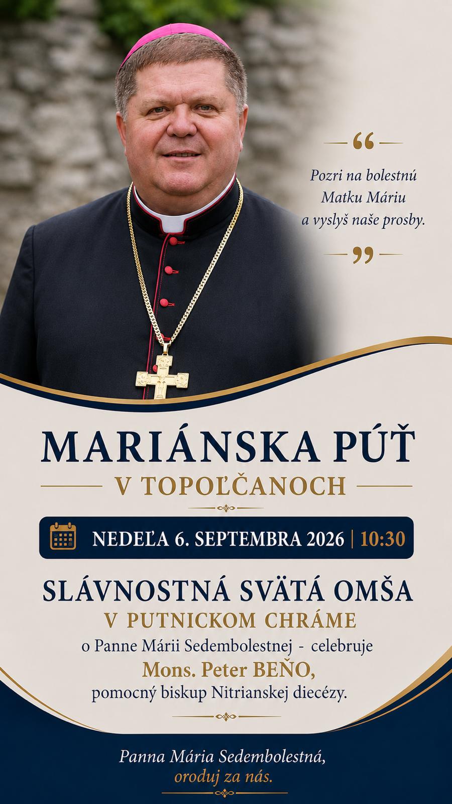 Mons. Peter Beňo - Mari&aacute;nska p&uacute;ť v Topoľčanoch