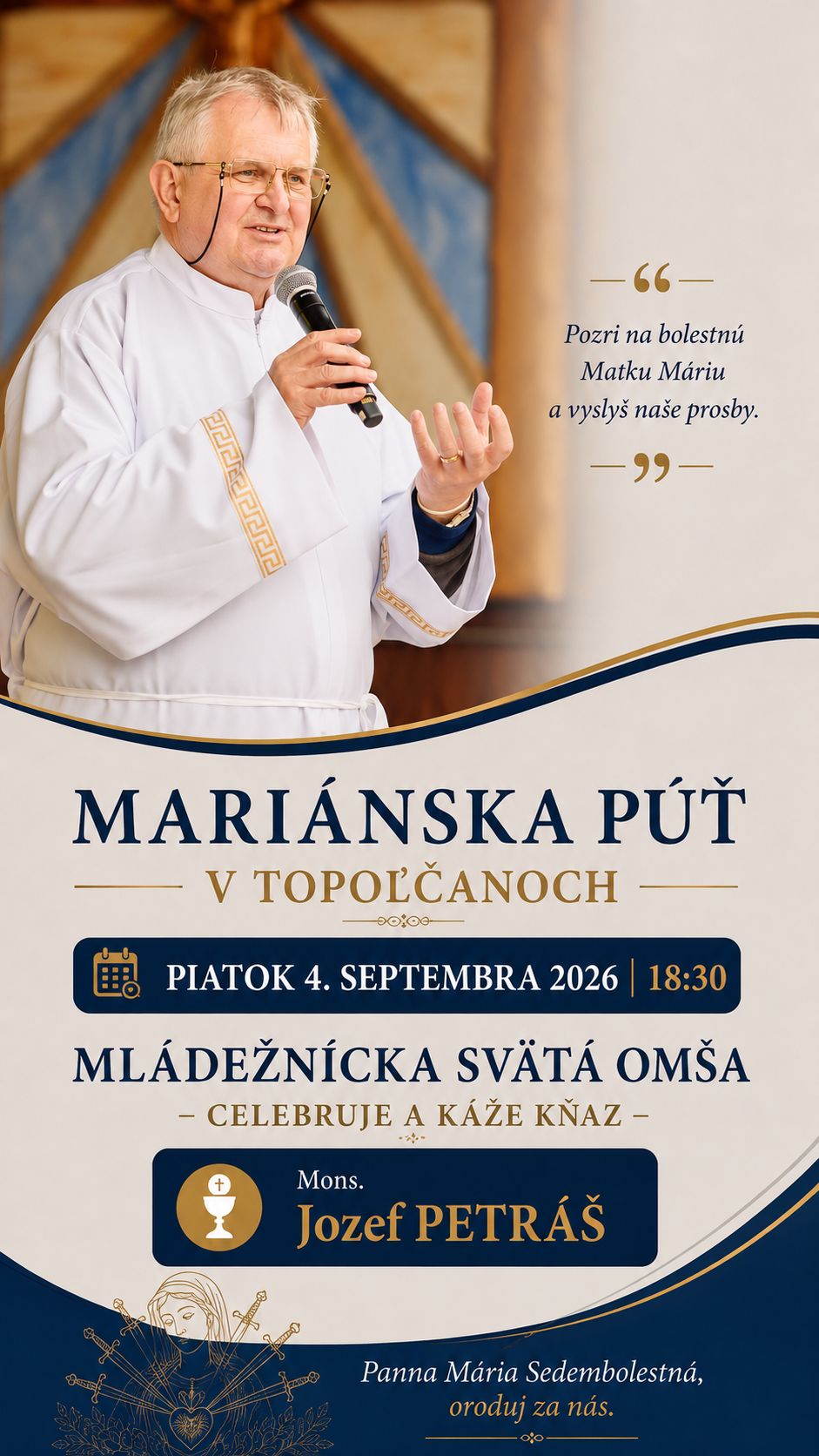 Mons. Jozef Petr&aacute;&scaron; - Mari&aacute;nska p&uacute;ť v Topoľčanoch